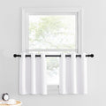 NICETOWN Pure White Bathroom Curtains for Small Windows, Farmhouse Style Thermal Insulated Short Curtains for Living Room, Small