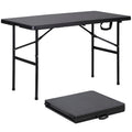 ZENY 4ft Portable Folding Table Plastic Indoor Outdoor Picnic Party Camp Dining Table with Handle, Black