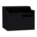 Tuhome Busan Modern Floating Nightstand, Single-Drawer Design with Sleek Two-Tiered Top Shelf Surfaces- Black