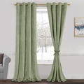 JIUZHEN Sage Green Velvet Curtains - Sage Green Bedroom Window Curtains & Drapes Room Darkening Energy Efficiency Curtains for L