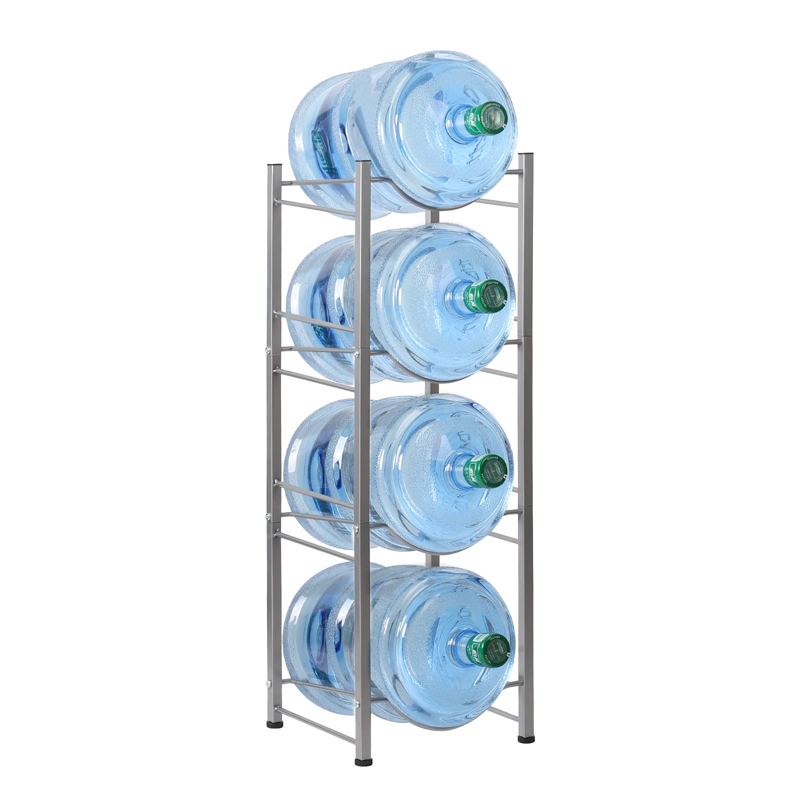 HAITRAL Water Gallon Jug Holder, 4 Tiers Heavy Duty Water Bottle Buddy Display Rack, Silver