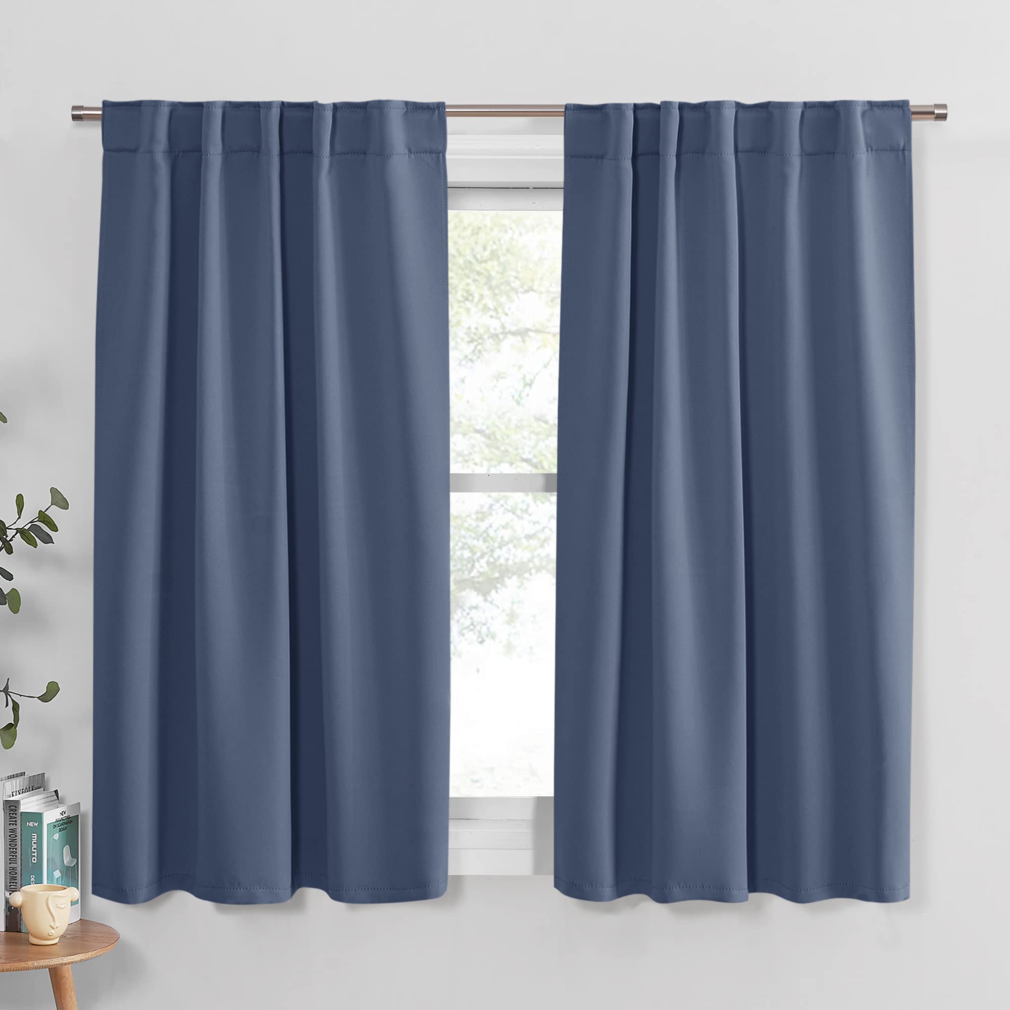 PONY DANCE Window Curtains 54 inches Long - Bedroom Drapes Set for Home Decoration All Season Modern Design Panels Match with Dr