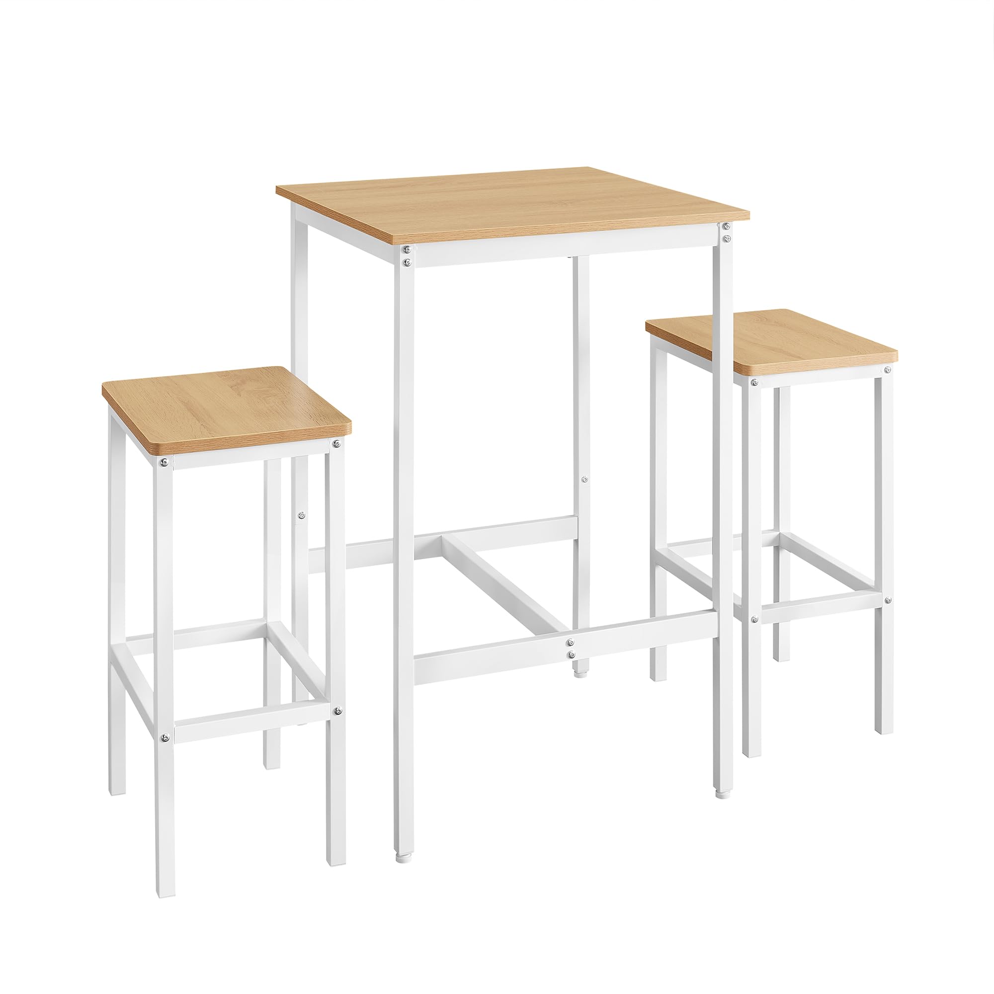 VASAGLE Bar Table and Chairs Set, Square Bar Table with 2 Bar Stools, Dining Pub Bar Table Set for 2, Space Saving for Kitchen B
