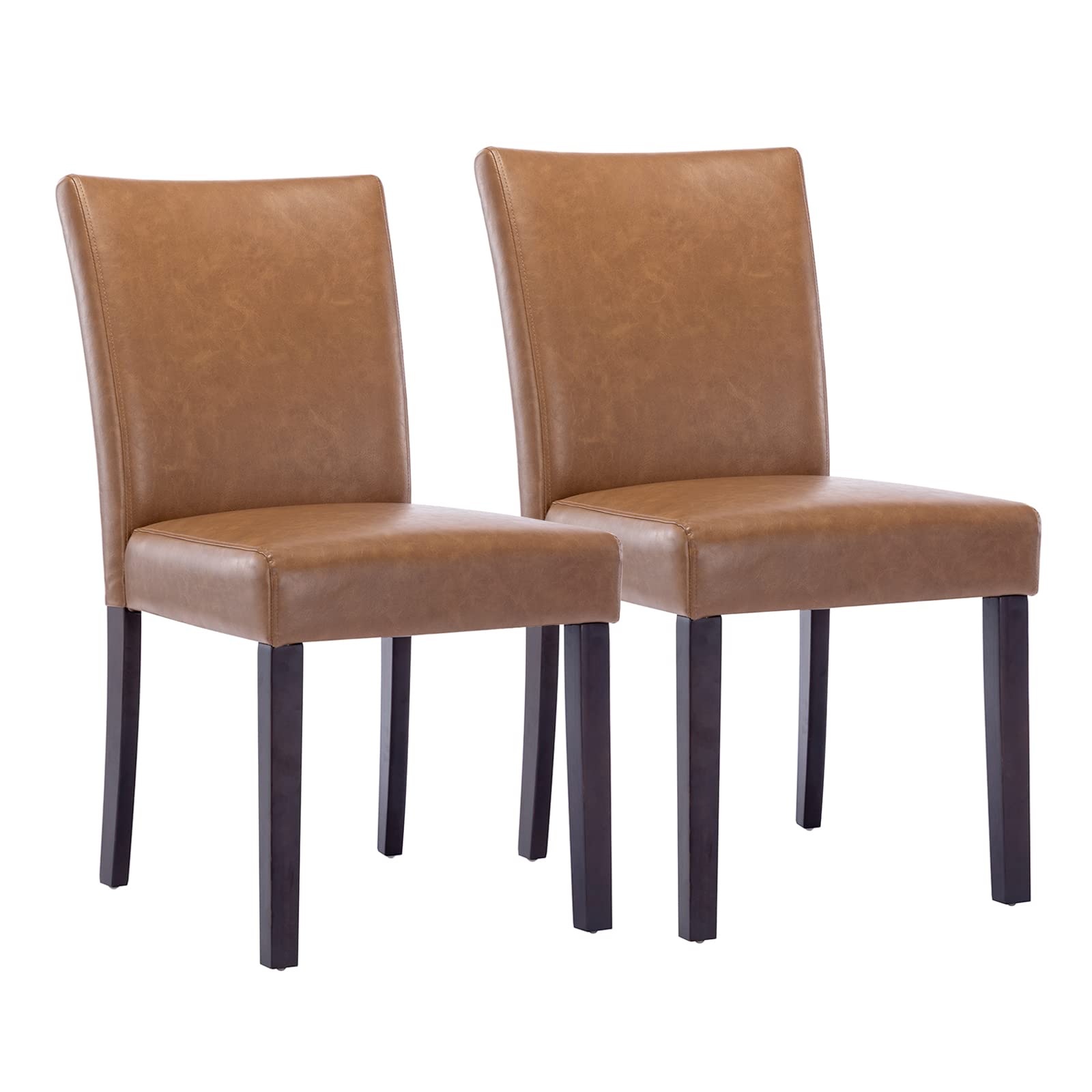 Watson & Whitely Upholstered Kitchen & Dining Room Chairs with Low Back, Faux Leather Armless Dining Chairs with Solid Wood Legs
