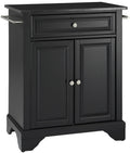 Crosley Furniture LaFayette Granite Top Small Portable Rolling Kitchen Island Storage Cart, Microwave Stand, Black
