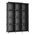 AWTATOS Cube Storage Organizer Storage 12 Cube Bookshelf DIY Plastic Closet Storage Shelves with Wooden Mallet, Ideal Storage So