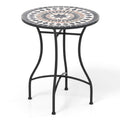 Giantex 24 Inch Patio Bistro Table, Mosaic Round Table w/Ceramic Tile Tabletop, Heavy-Duty Metal Structure, Outdoor Dining Table