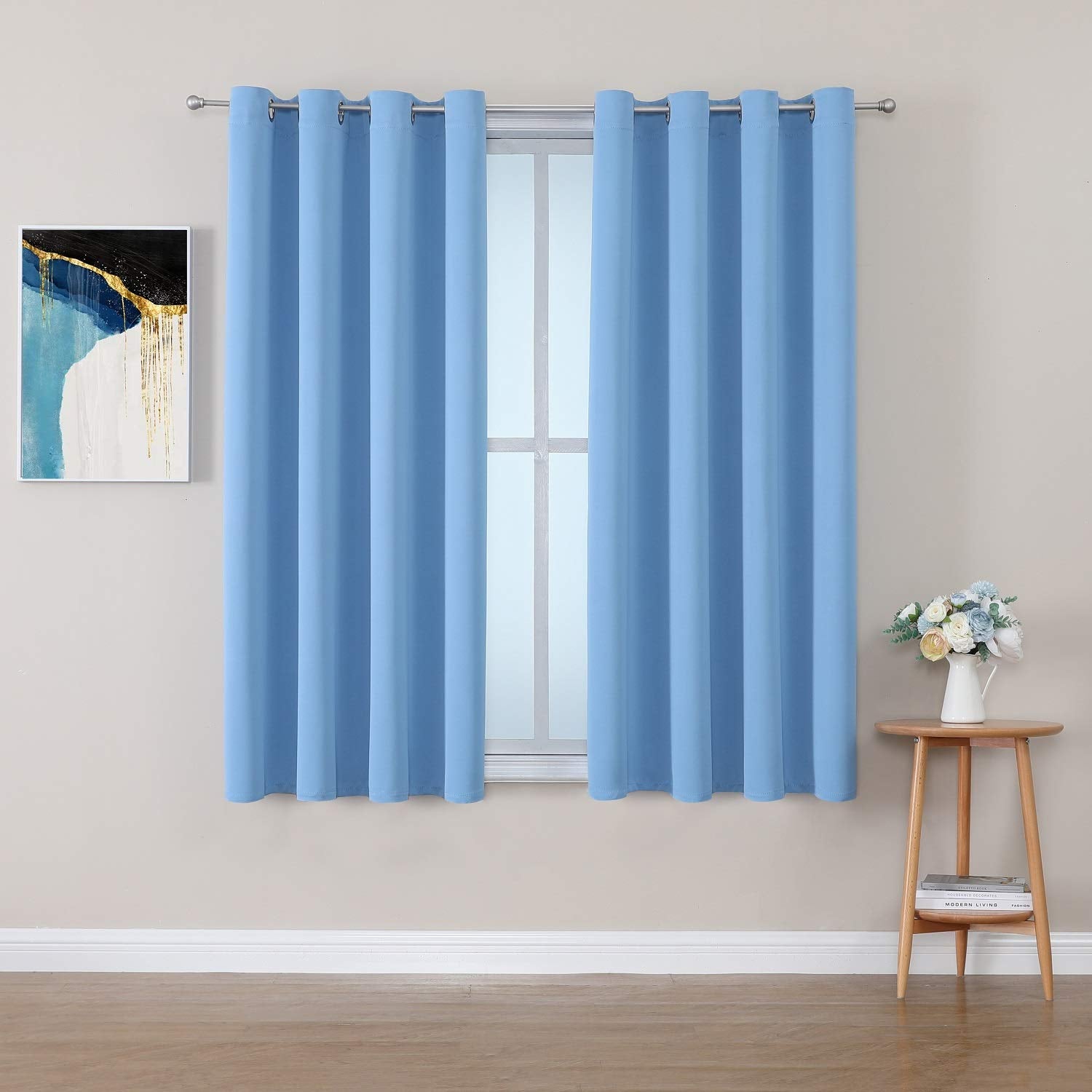 ChrisDowa Grommet Room Darkening Curtains for Bedroom and Living Room - 2 Panels Set Thermal Insulated Blackout Curtains (Sky Bl