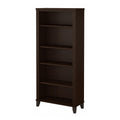Bush Furniture Somerset 5 Shelf Bookcase in Mocha Cherry, Tall Bookshelf, Large Book Shelf for Living Room, Home Office, or Entr