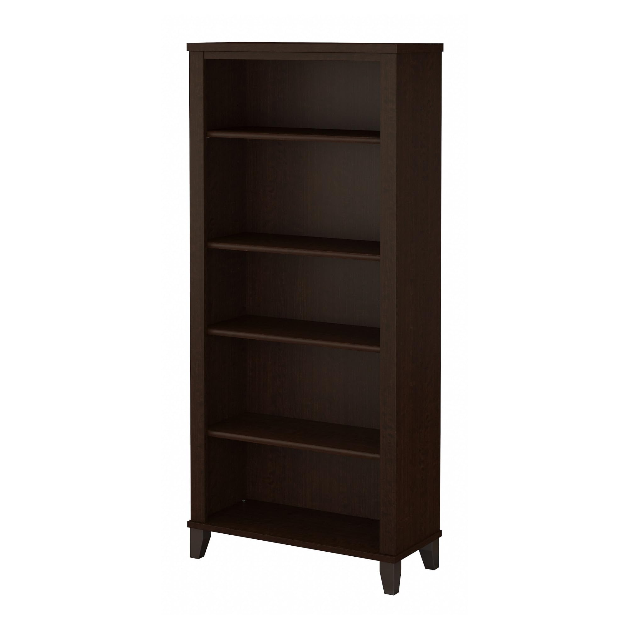 Bush Furniture Somerset 5 Shelf Bookcase in Mocha Cherry, Tall Bookshelf, Large Book Shelf for Living Room, Home Office, or Entr