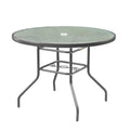 Garden Elements Outdoor Patio Furniture, Round Dining Table, Steel Base and Rim with Water-Wave Glass Top, Grey, 40