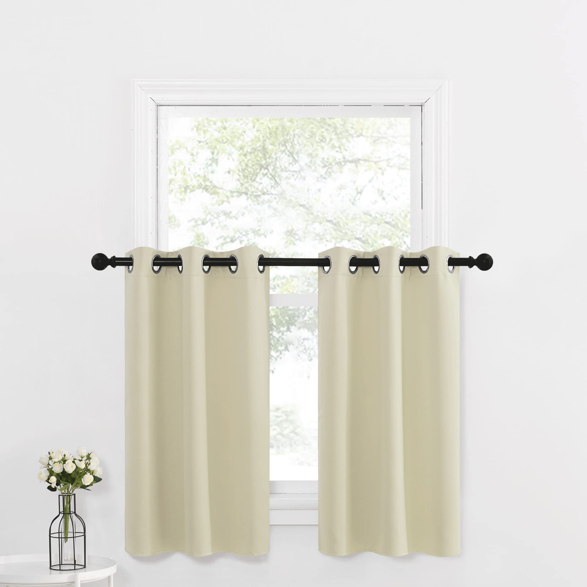 NICETOWN Window Tiers Curtains for Kitchen Sink Over, Small Window Curtains Room Darkening Light Block Energy Efficient Drapes f
