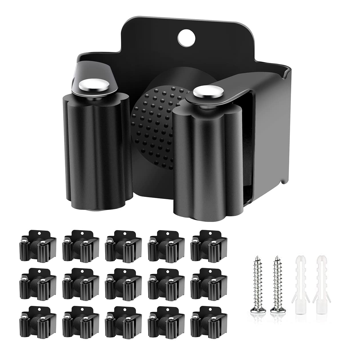 Verdenu Broom Holder Wall Mount, Mop and Broom Holder Wall Mount, Stainless Steel Command Broom Holder with Screws, Garden Tool 