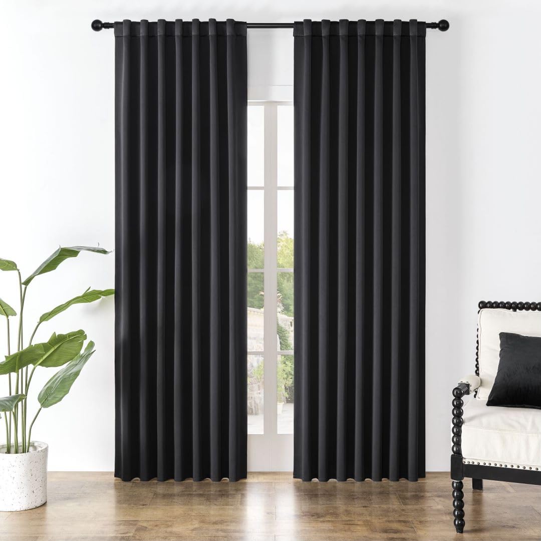Joydeco 90 Inch Curtains for Bedroom, Blackout Curtains 90 Inches Long, Room Darkening Curtains & Drapes for Living Room Window 