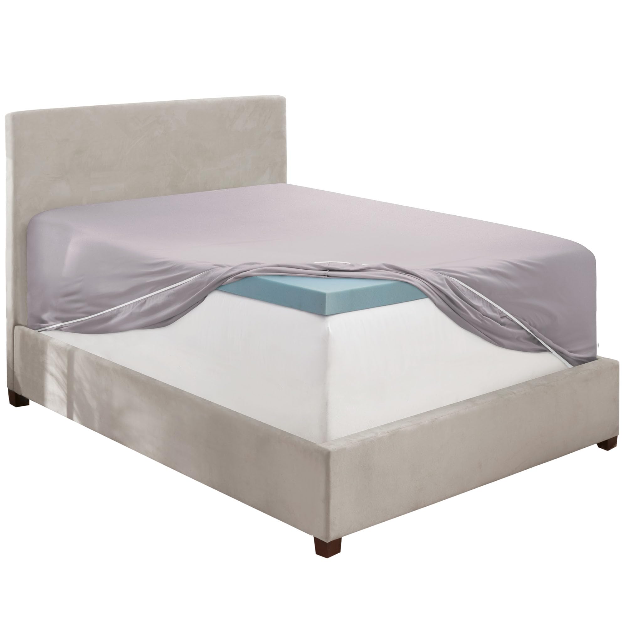 Hearth & Harbor Extra Deep Pocket Full Fitted Sheet, Grey Lavender Full Size Fitted Sheet Only, 1800 Microfiber Fitted Bed Sheet