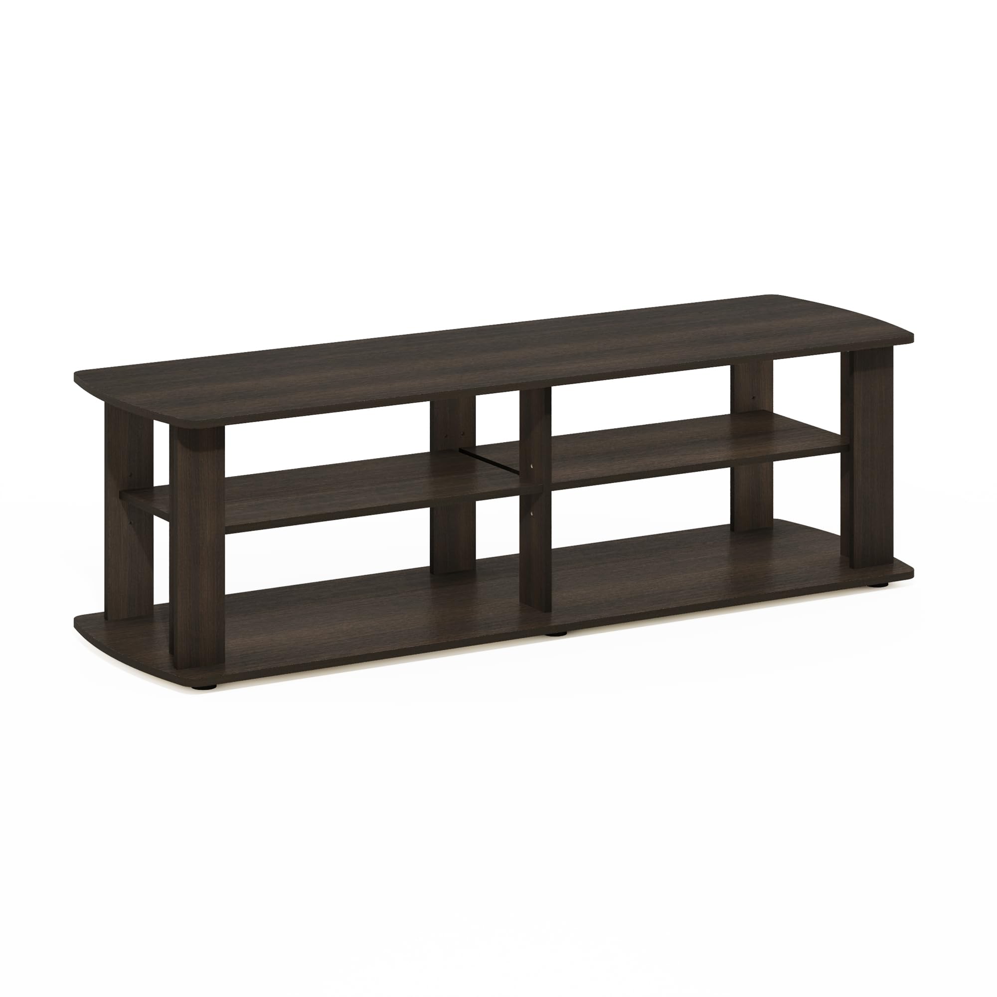 Furinno Nelly Entertainment Center TV Stand, Short 43.3(W) x13.4(H) x13.1(D), Dark Brown