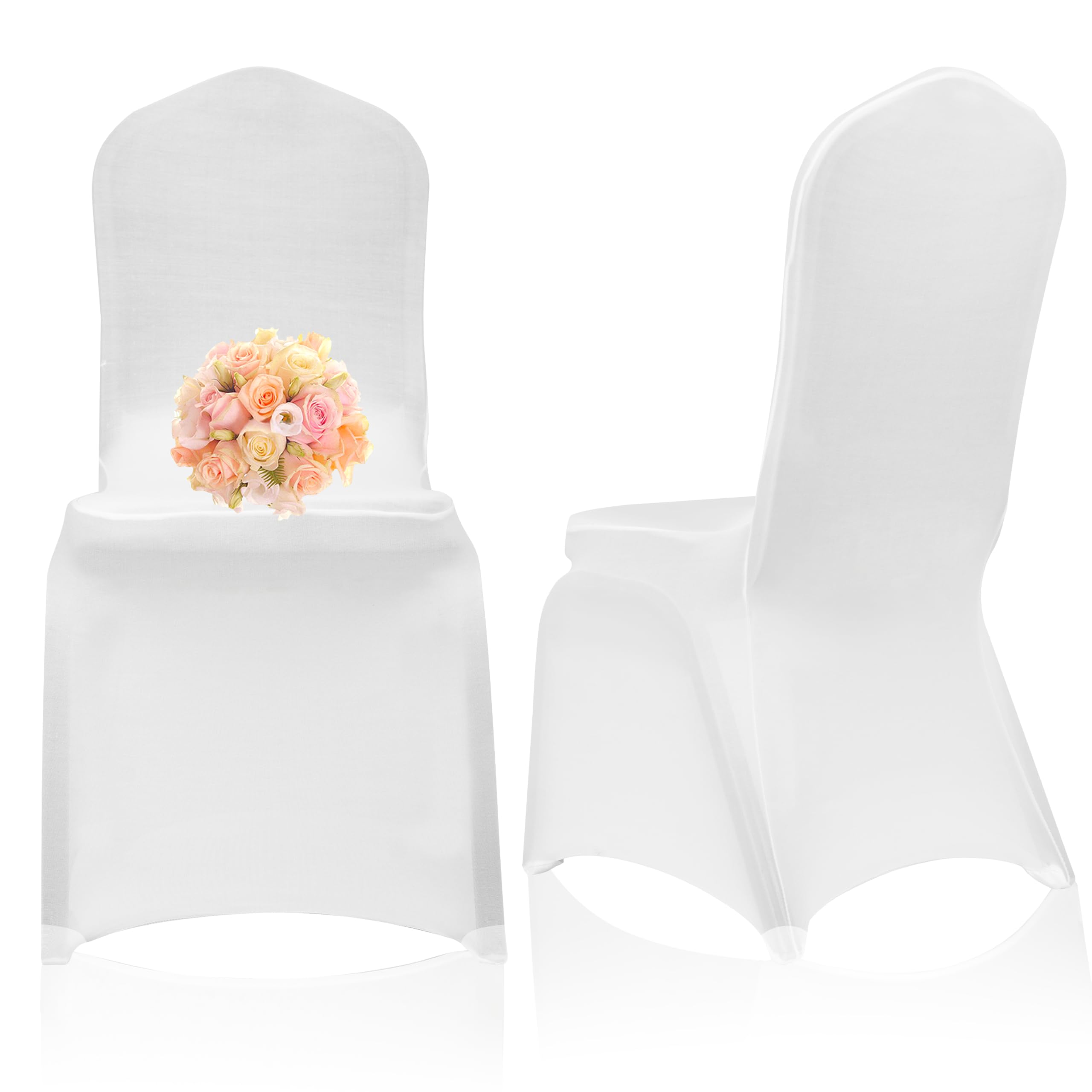 EMART White Chair Covers 50 Pcs Spandex Stretch Universal Standard Seat Slipcovers Fitted for Wedding Bulk, Party, Banquet and H