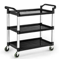 IRONMAX Rolling Service Cart with Wheels, 3 Tier Heavy Duty Utility Cart with 495 LBS Loading Capacity, Plastic Push Cart for Ki