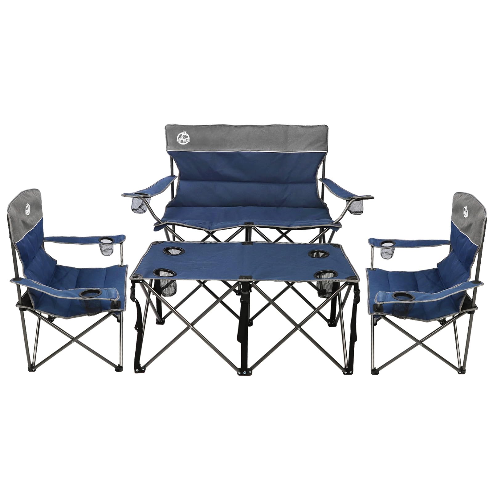 Northroad Folding Camping Chair Set of 4,Portable Collapsible Conversation Set w/1 Sofa,2 Single Chairs and 1 Table for Family P