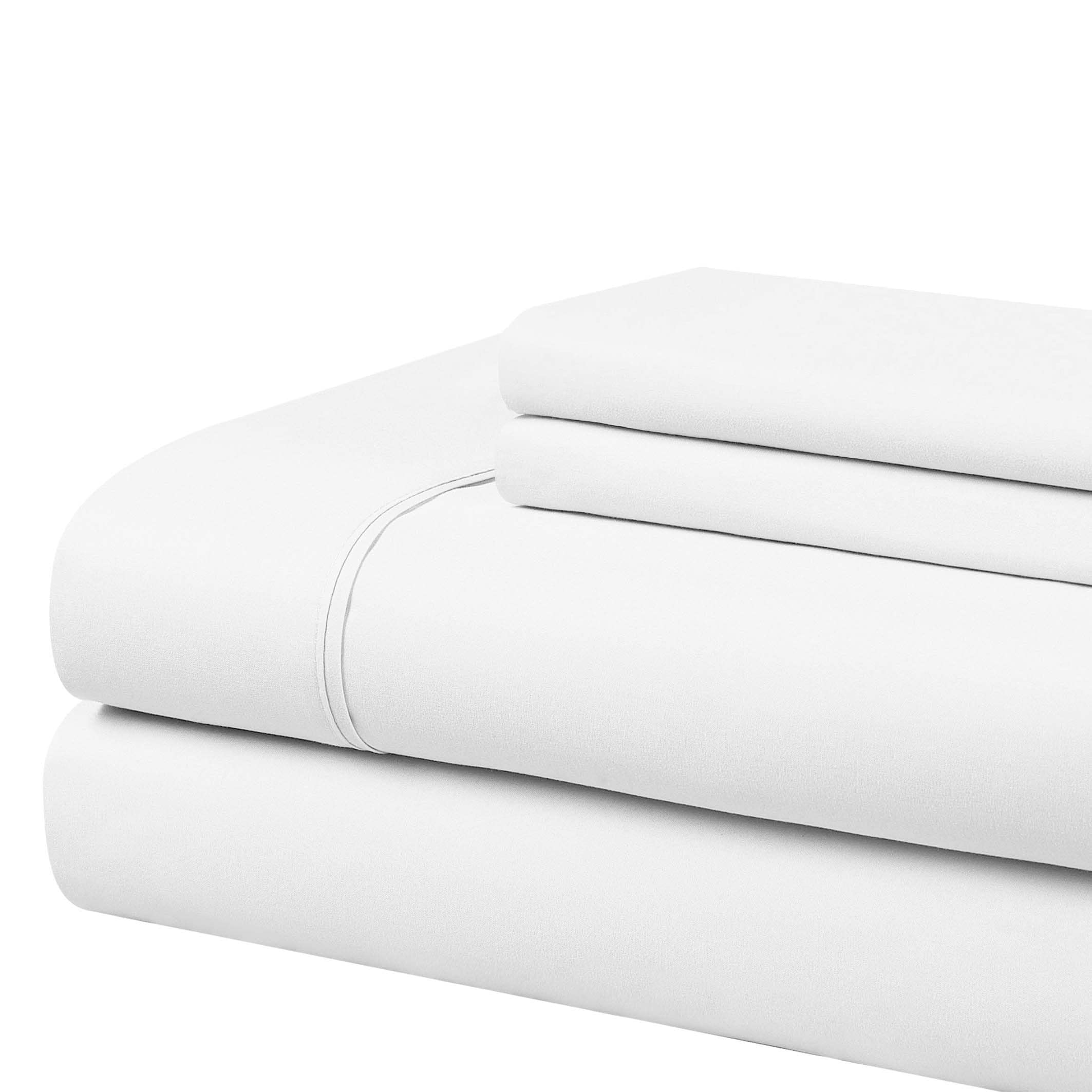 Cathay Home Essentials Ultra Soft Hypoallergenic Wrinkle Resistant Double Brushed Microfiber Bedding Sheet Set, White, Twin