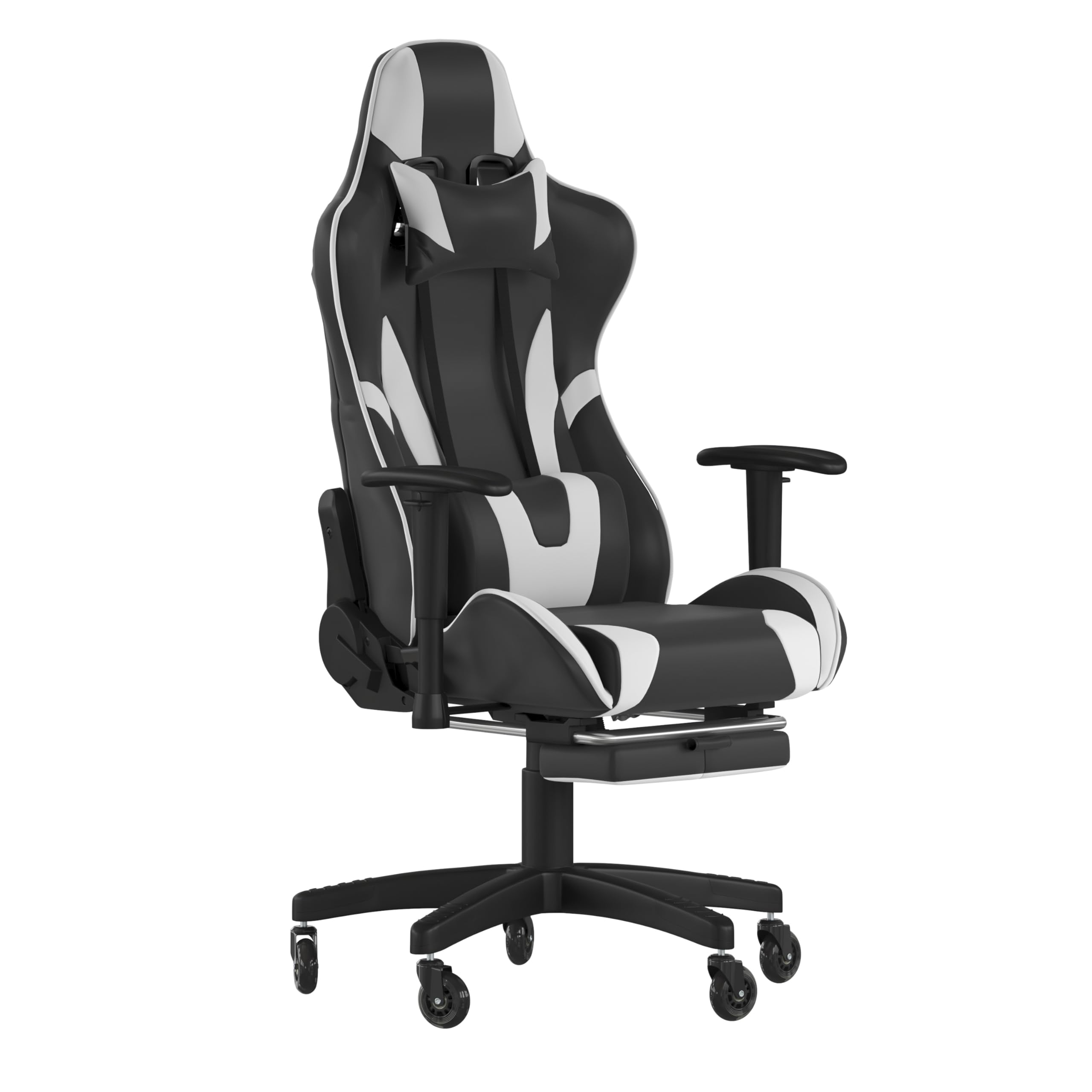 Flash Furniture X30 Gaming Chair Racing Computer Chair - Black LeatherSoft Upholstery - Reclining Back - Slide-Out Footrest - Ro
