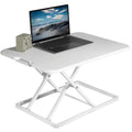 VIVO Ultra-Slim Single Top Height Adjustable Standing Desk Riser, Compact Sit Stand Desktop Converter for Monitor or Laptop, Whi