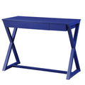 Benjara Writing Desk with X Base and 1 Center Drawer, Blue