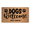 Cute Dogs Welcome Door Mat 18x30 Inch, Faux Coco Coir Doormat with Non-Slip PVC Backing, Paws Printed Durable Welcome Mat for Ou