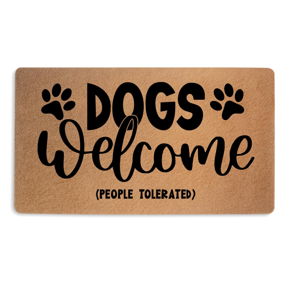 Cute Dogs Welcome Door Mat 18x30 Inch, Faux Coco Coir Doormat with Non-Slip PVC Backing, Paws Printed Durable Welcome Mat for Ou