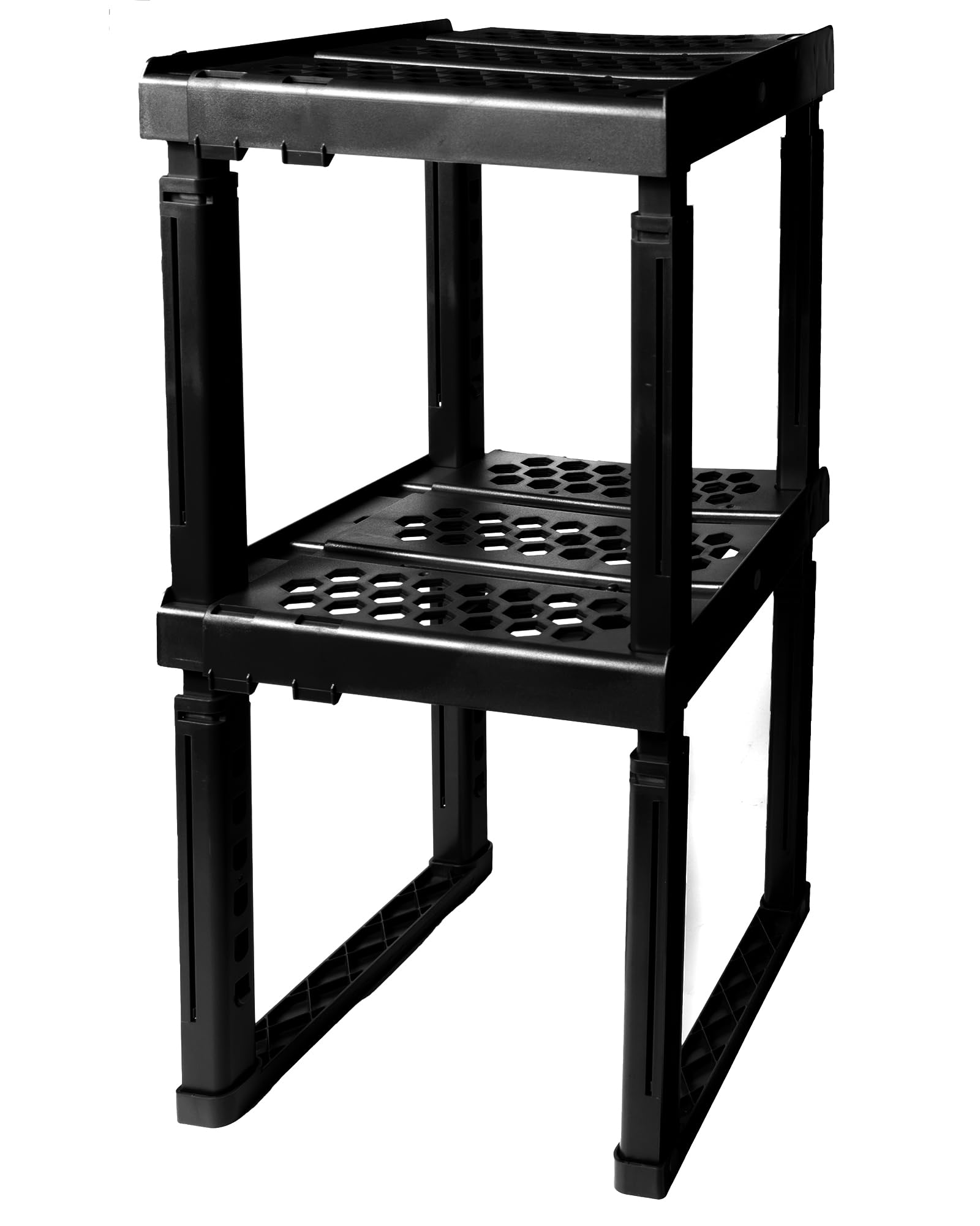 ABLinox Locker Organizer Shelf, Adjustable Width and Height, Ideal for School, Office, and Gym Lockers (Black 2 Pack)