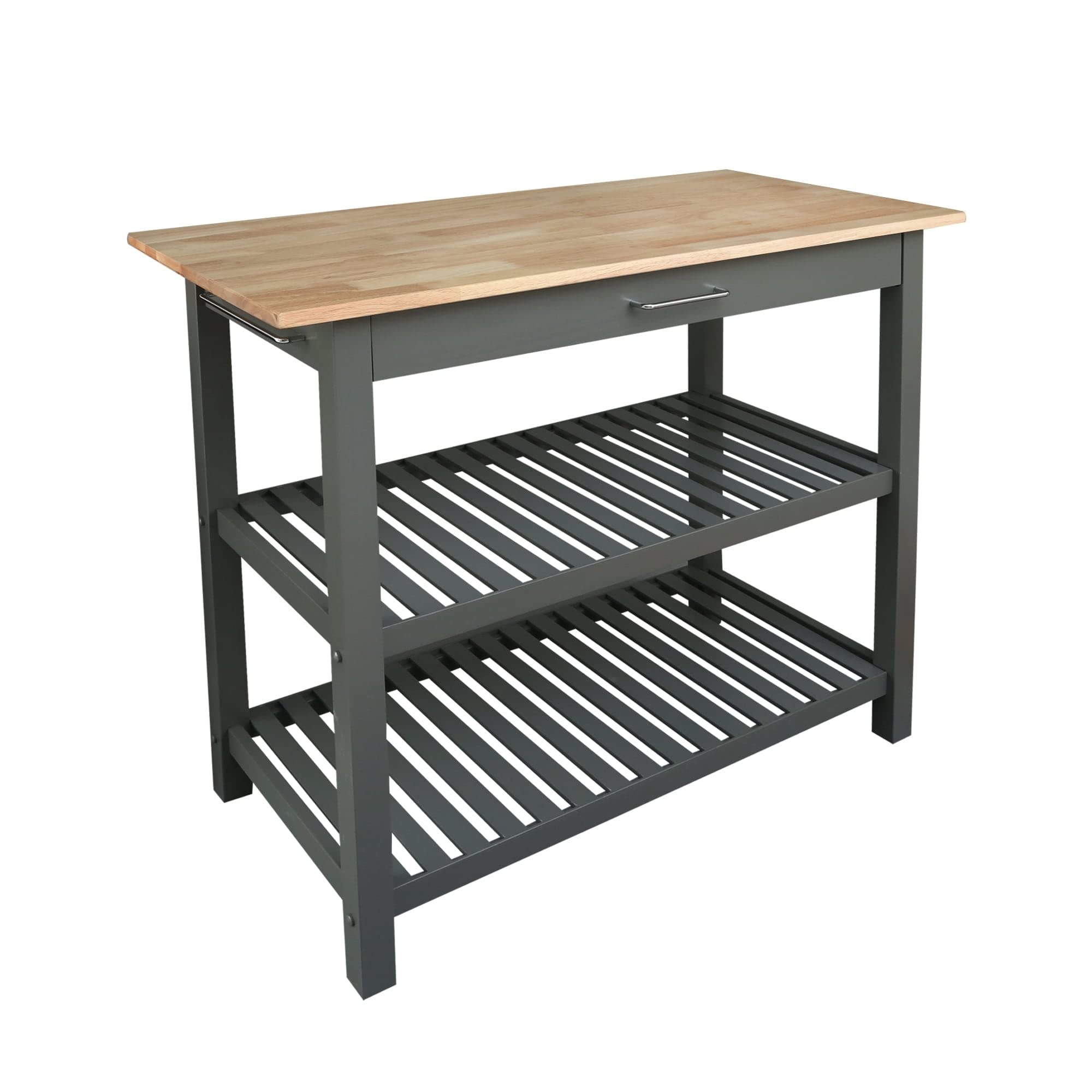 Casual Home Kitchen Island with Solid American Hardwood Top, Slate Gray, 40 W (373-932)