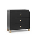 Storkcraft California 3-Drawer Chest with Removable Changing Topper (Black with Driftwood) - GREENGUARD Gold Certified, Interloc