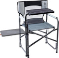 PORTAL Tablet Table Camping Directors Chair, Foldable Camp Chair with 2-Way Rotatable Side Table, Outdoor Folding Chairs for Adu