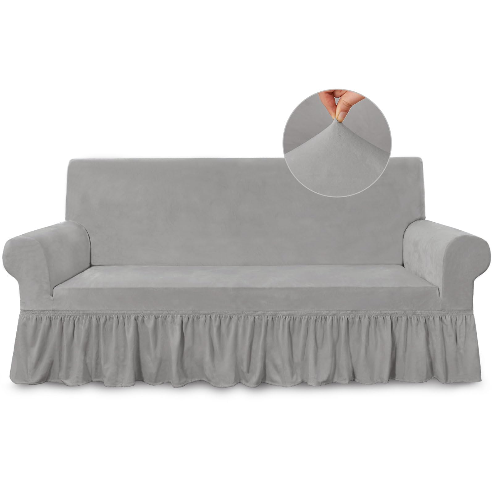NICEEC Sofa Cover Super Soft 1-Piece Light Grey Sofa Slipcover for sofas Stretch Universal Spandex Couch Covers for Living Room 