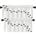 Shrahala Dog Animal Paw Cat Art Kitchen Valances, Black Paw Print Pattern Half Window Curtain Window Treatment Multilayer Polyes