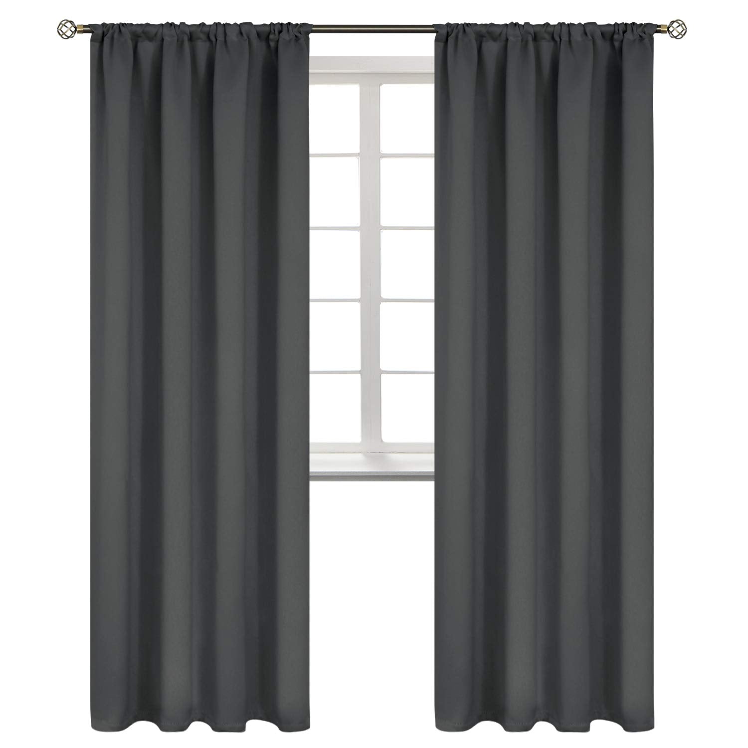 BGment Rod Pocket Blackout Curtains for Bedroom 84 Inches Length - Thermal Insulated Room Darkening Curtain for Living Room, 52 