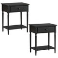 Leick Home 214445 Coastal Nightstand One Drawer Side Table with USB-C Fast Charging Station AC/USB Charger and Shelf, 2-Pack, Sw