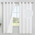 YoungsTex White Linen Blackout Curtains 63 Inches Length for Bedroom, Grommet Full Room Darkening Thermal Insulated Window Drape