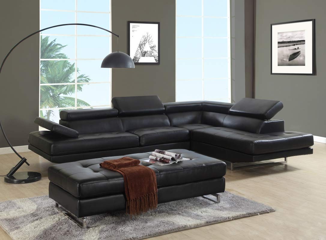 HomeRoots 124 X 94 X 36 Black Sectional RAF