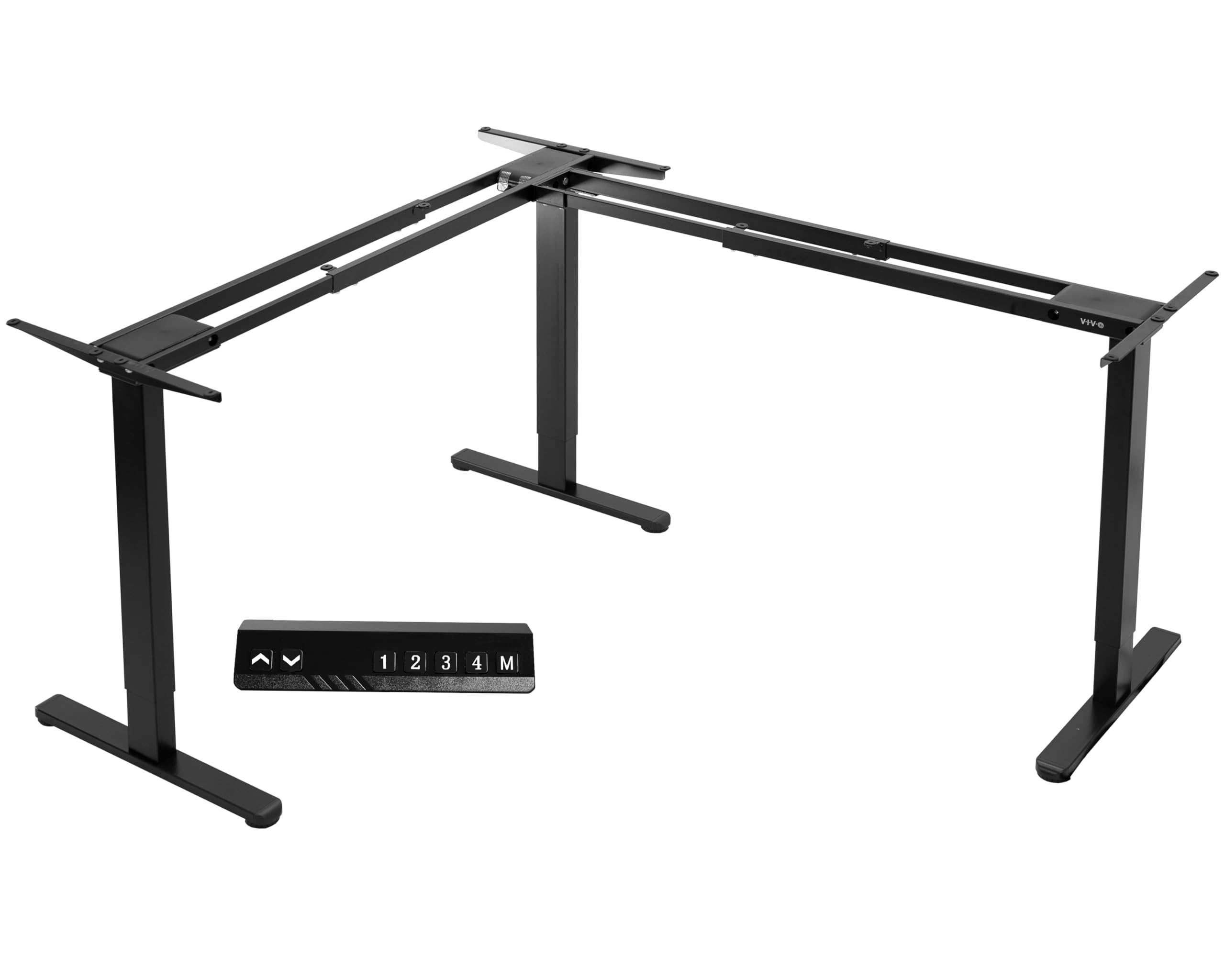 VIVO Electric Multi-Motor Height Adjustable Corner 3 Leg Standing Desk Frame, Frame Only, Sit Stand Ergonomic L Frame with Push 