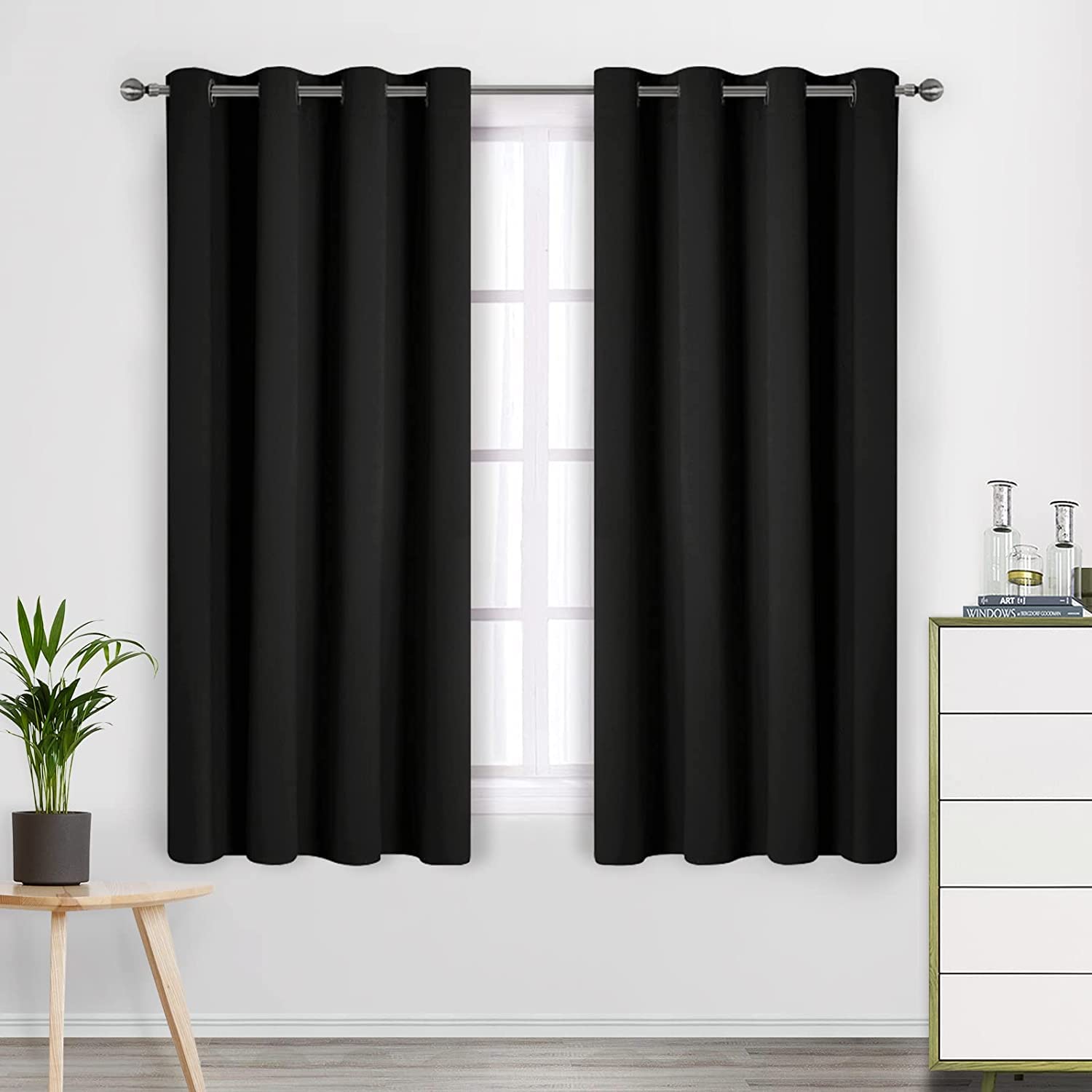 CUCRAF Blackout Curtains 45 inch Length, Thermal Insulated Room Darkening Window Curtains for Bedroom,Light Blocking Drapes for 