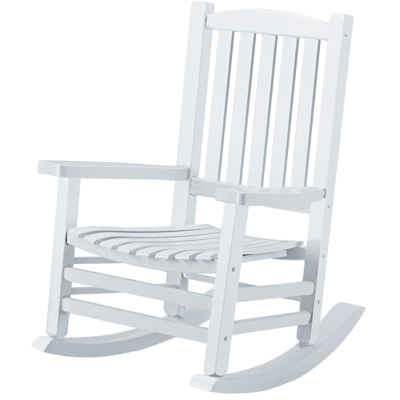 Hupmad Wooden Rocking Chair - Outdoor Oversized Porch Rocker with High Back and Armrest - All Weather Slatted for Backyard, Gard