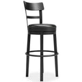 Signature Design by Ashley Valebeck 30.38 Casual Pub Height Upholstered Swivel Barstool, Black