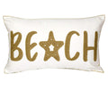DECOPOW Embroidered Beach Throw Pillow Cover,Beach Decorative Canvas Pillow Cover for Nautical Style Deco 12 X 20 Inches(Wheat B