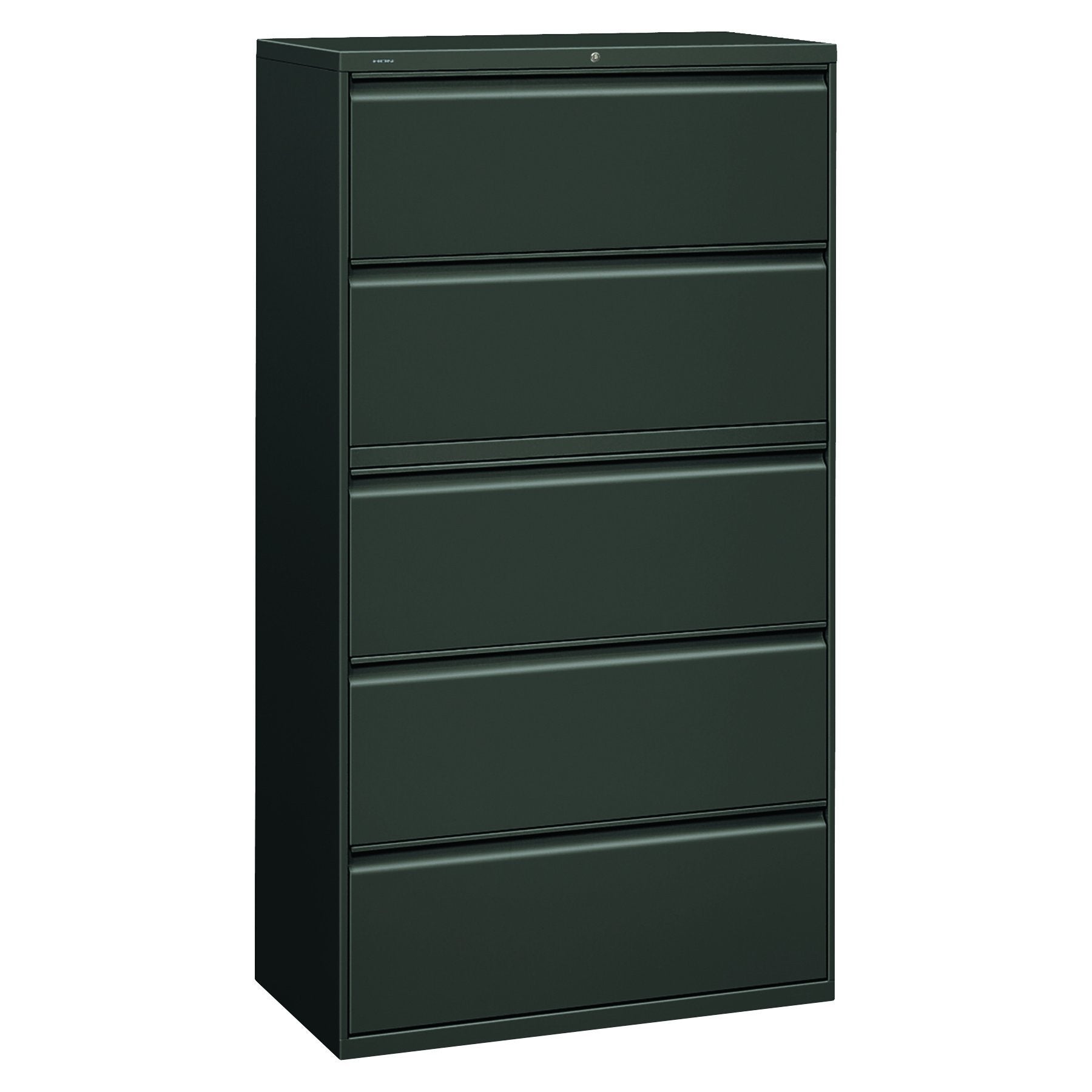 HON 885LS 800 Series Five-Drawer Lateral File, Roll-Out/Posting Shelves, 36w x 67h, Charcl