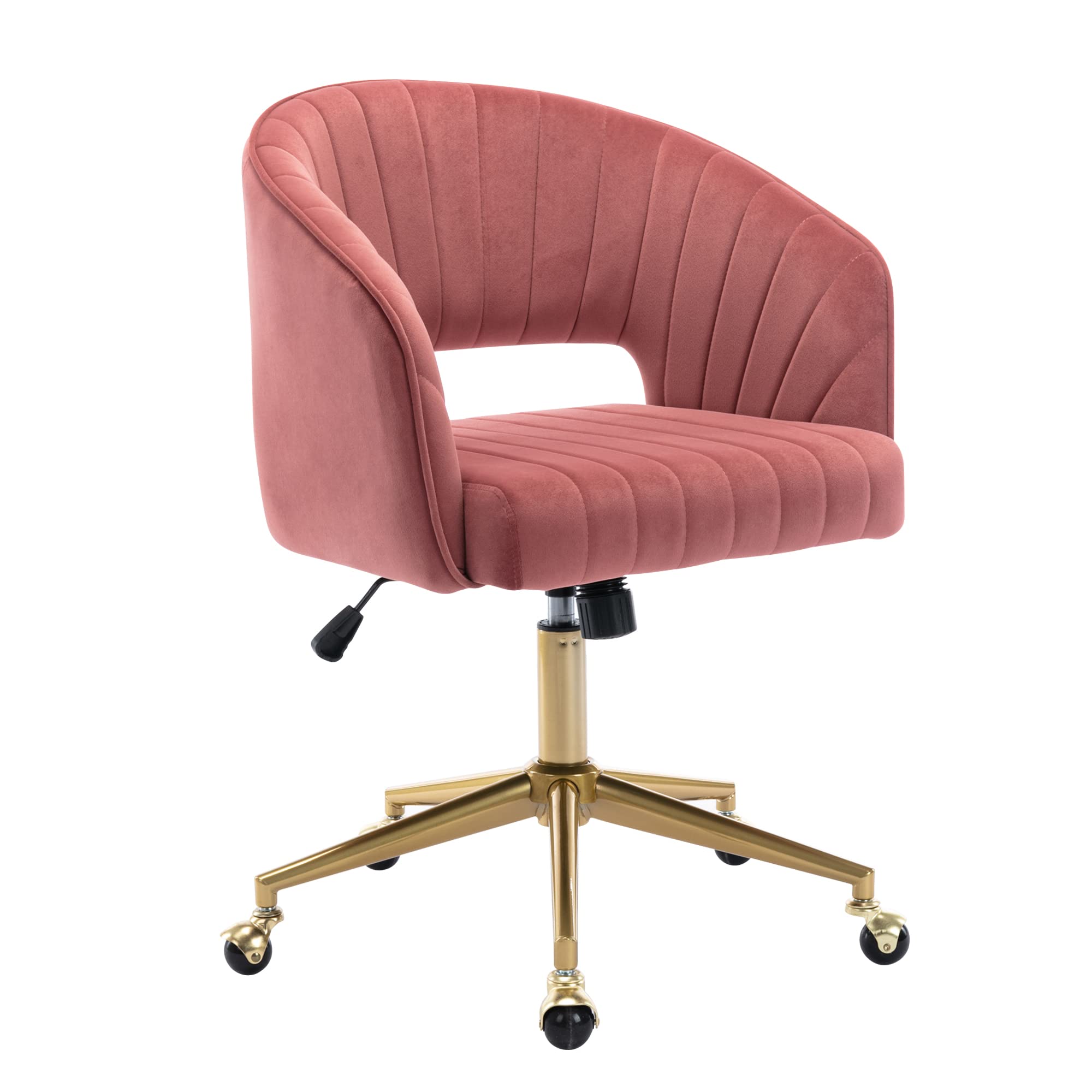 Home Office Chair Swivel Velvet Desk Chair Accent Armchair Upholstered Modern Tufted Chairs with Gold Base for Girls Women Ergon