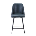 Jofran Maddox Mid-Century Modern Faux Leather Upholstered Counter Height Barstool Set of 2, 19 W X 22.5 D X 35.5 H, Blueberry