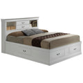 Passion Furniture Indoor Modern Home Decorative Bedroom Bedding Frame Louis Philippe White Full Storage Platform Bed with 6 Stor