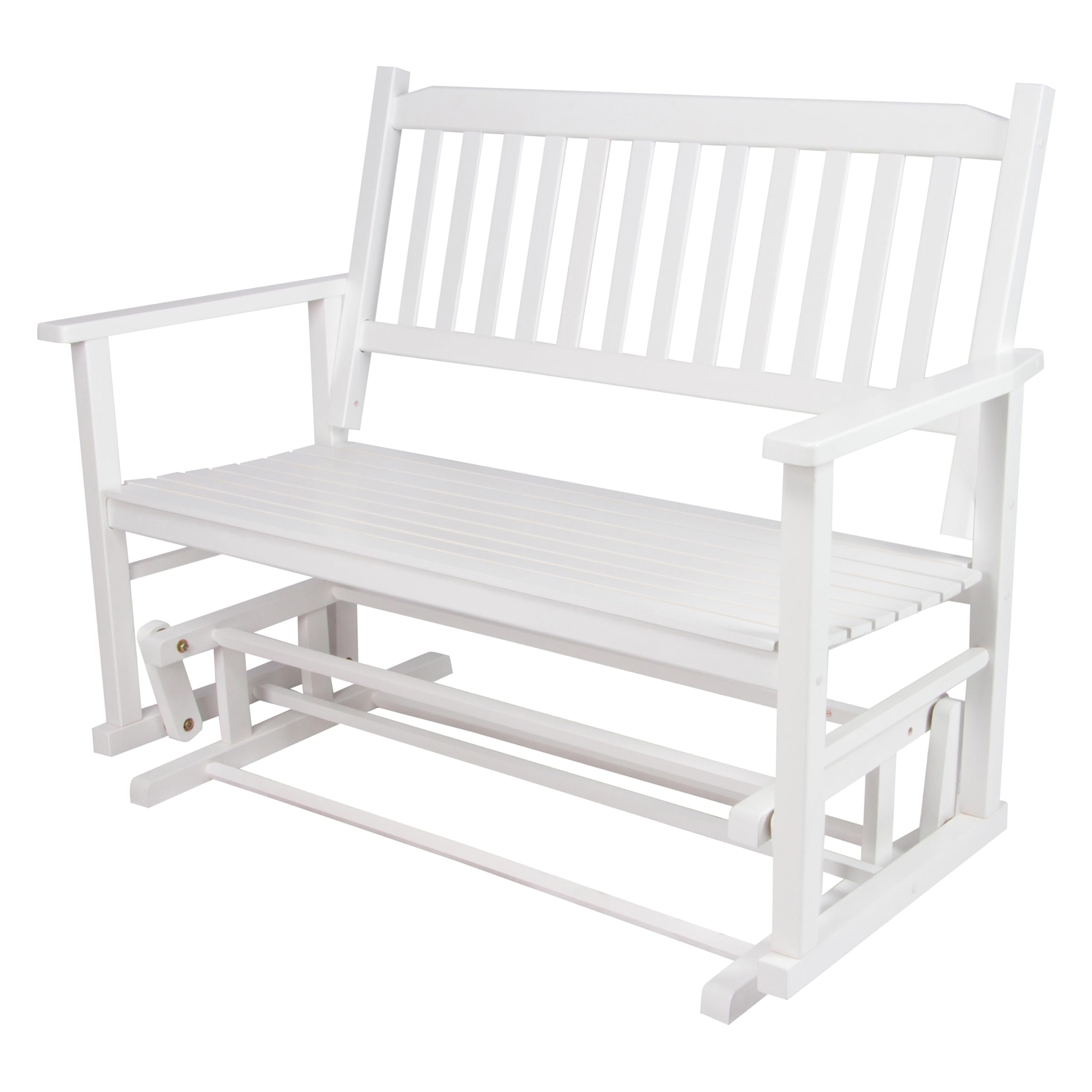 Shine Company Torrey Outdoor Wood Patio Glider Bench, 2-Seater Loveseat - White