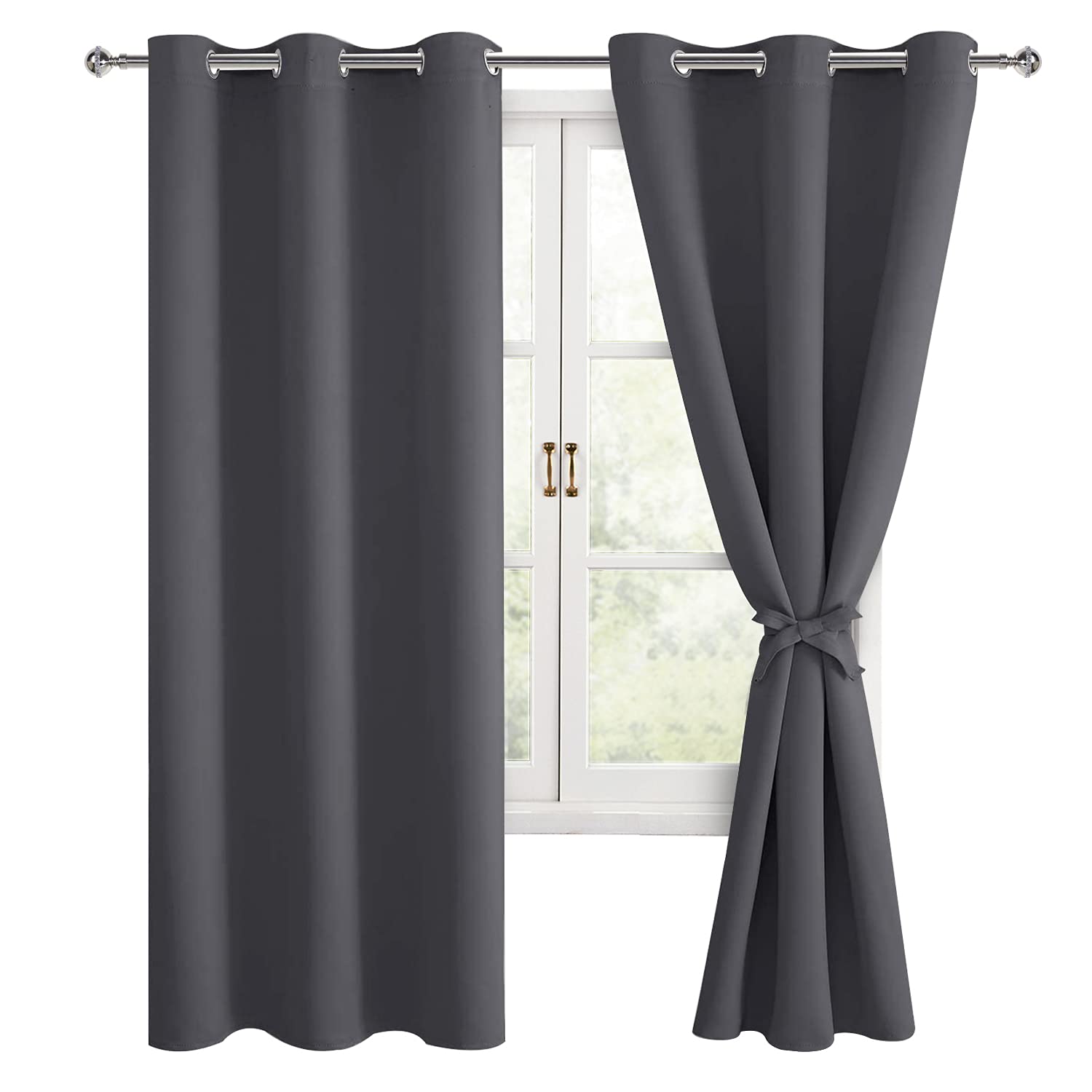 Hiasan Blackout Curtains for Bedroom, Thermal Insulated, Light Blocking, Noise Reducing Window Curtain Panels, Tiebacks Included